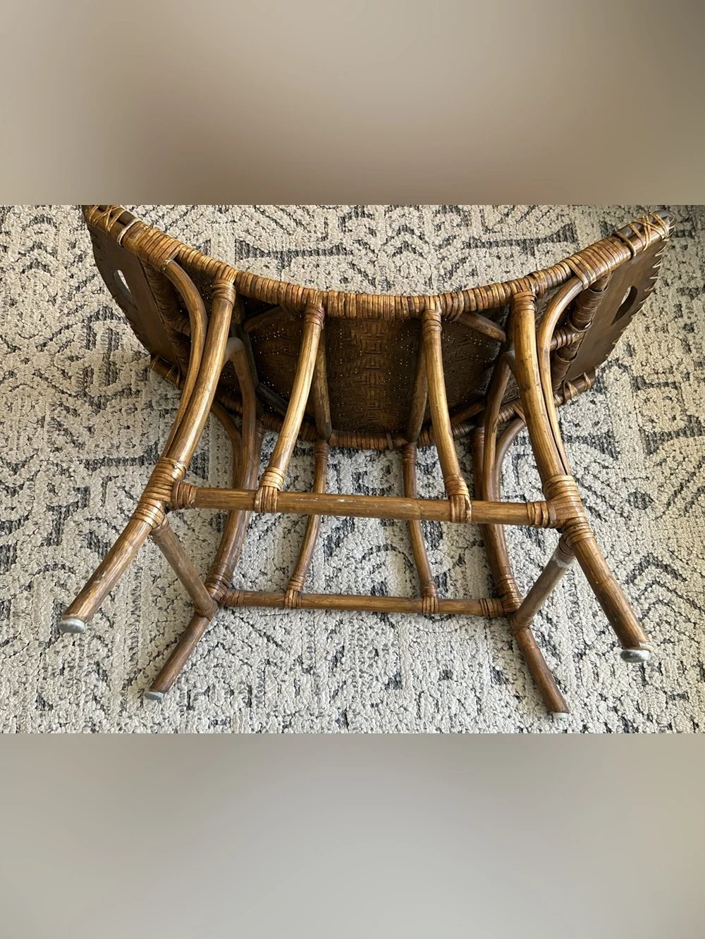 Vintage Woven Rattan Accent Bench - Brown